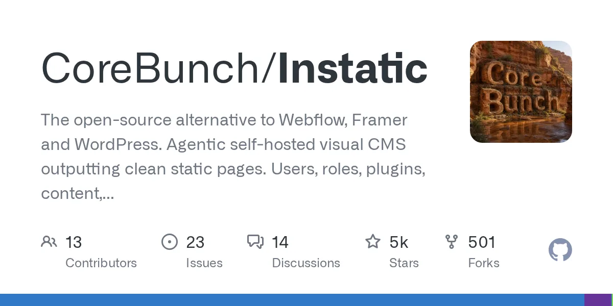CoreBunch/Instatic: CMS tĩnh tự host, thay thế Webflow, Framer, WordPress 1 corebunch instatic cms tinh tu host thay the webflow framer wordpress