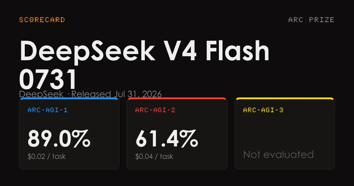 deepseek v4 flash 0731 dat 89 va 61 tren bo de arc agi