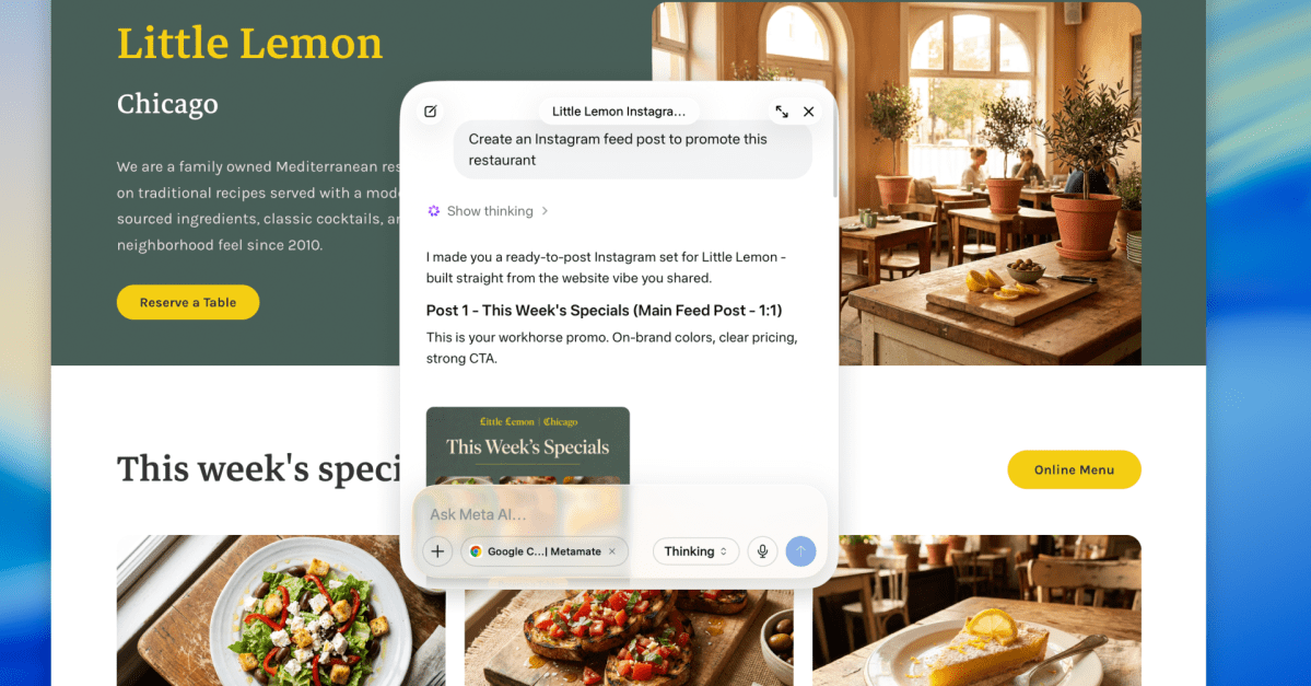meta ai ra mat ung dung mac chia se man hinh dictation va tich hop google workspace