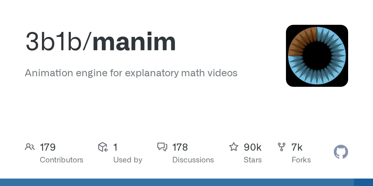 thu vien tao video hoat hinh toan hoc manim can moc 90 000 sao github