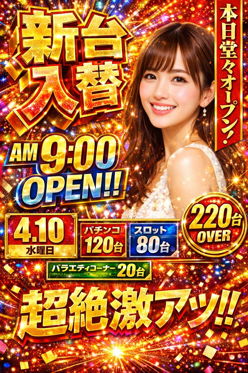 Poster quảng cáo tiệm Pachinko rực rỡ phong cách Nhật Bản