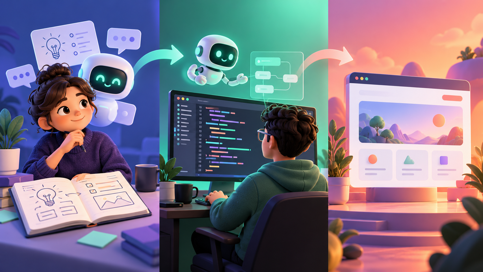 Ba chặng từ ý tưởng đến code và ứng dụng hoàn chỉnh trên một bàn làm việc