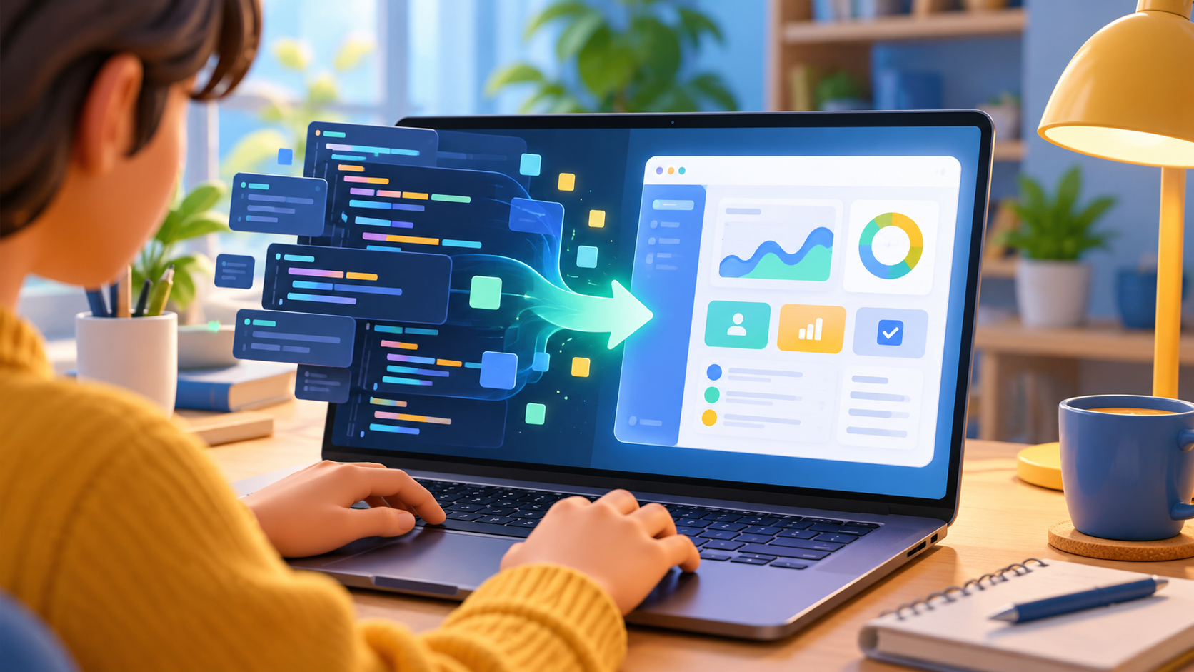 Ý tưởng trên giấy chuyển thành giao diện ứng dụng nhỏ trên laptop