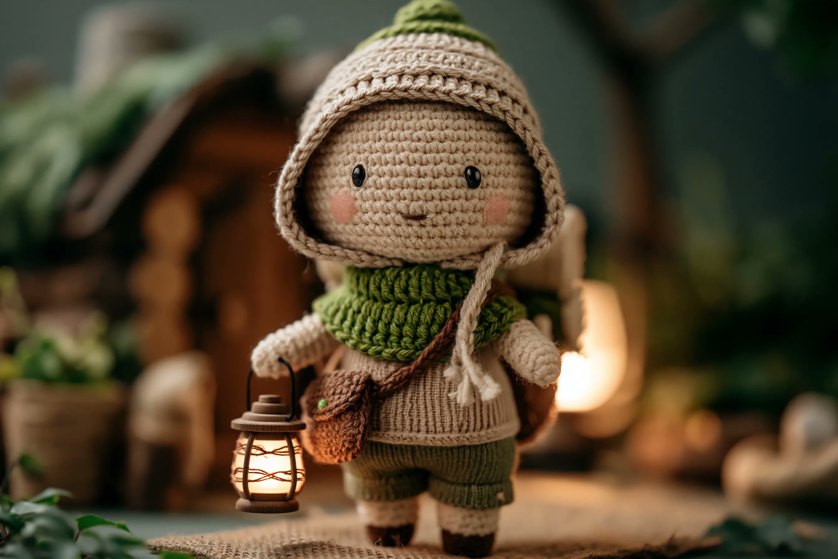Búp bê nhân vật móc len tông màu ấm