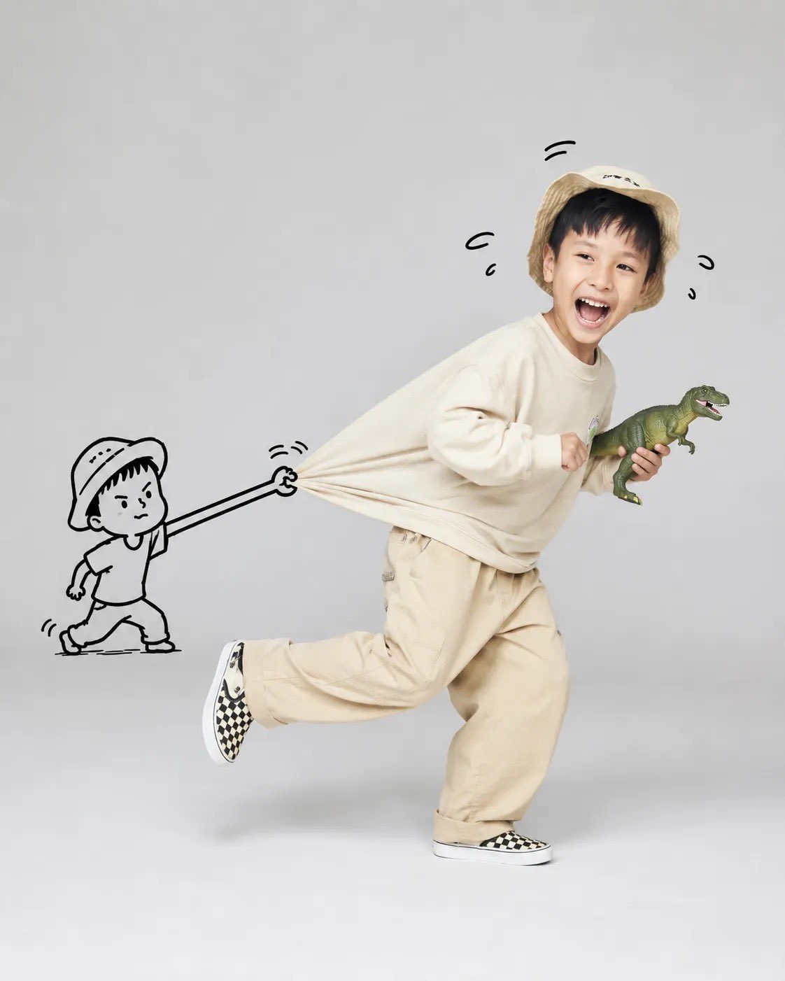 Chụp ảnh studio doodle kéo áo khi chạy